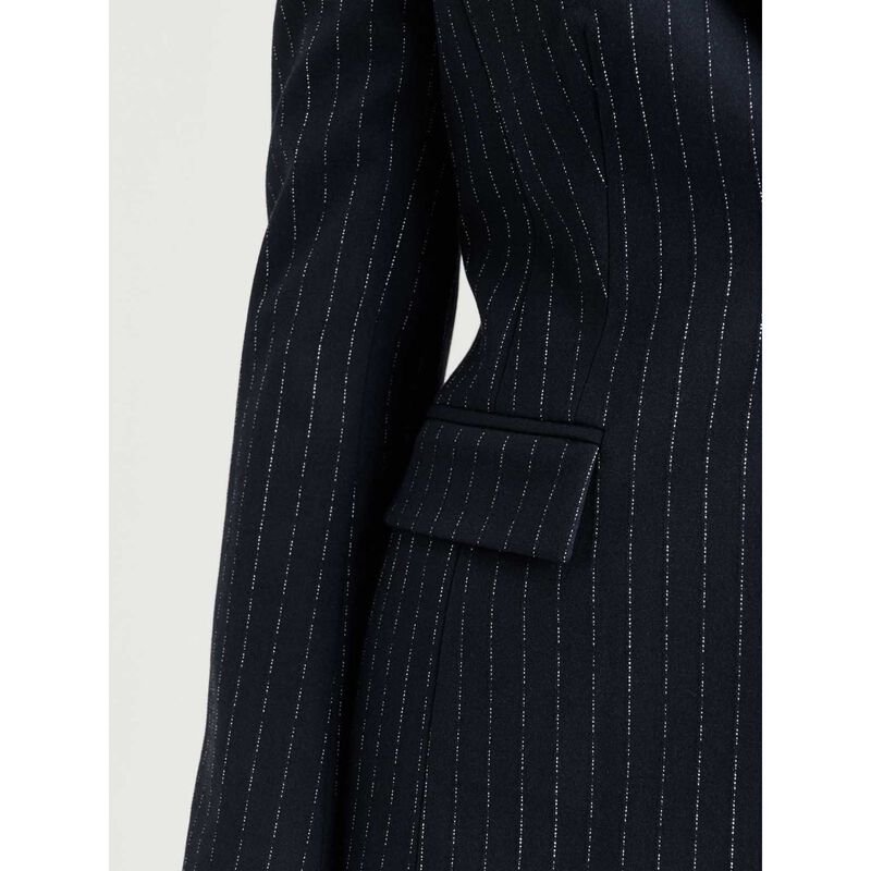 Veronika Maine Navy Pinstripe Fitted Blazer image number 2